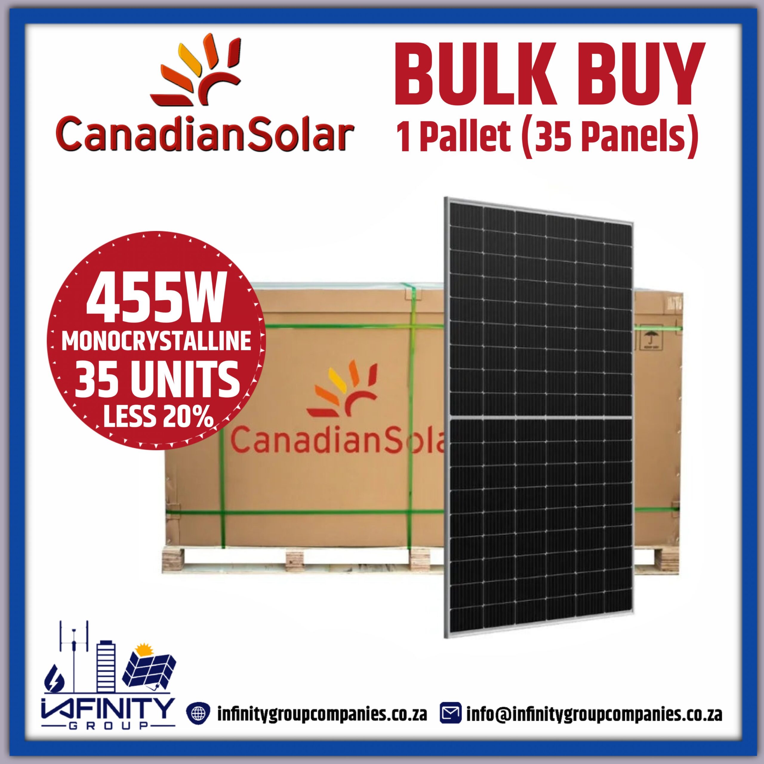 450W Canadian Solar Monocrystalline Solar Panel - 35 PANELS - 1 PALLET